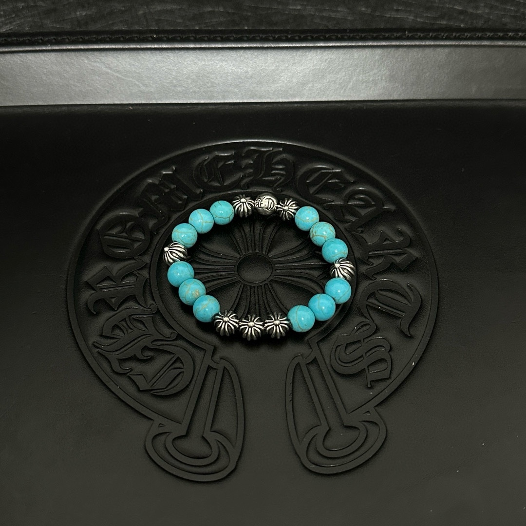 NO:109163,Blue eight-bead bracelet!  Crowsing classic style!  High-end quality!  Original replica!  Exclusive real shot!  ,Garment boutique,chrome hearts19860909蓝色八珠手串！克罗心经典款！高端品质！原版复刻 ！独家实拍！,饰品精品,chrome hearts,Jewelry
