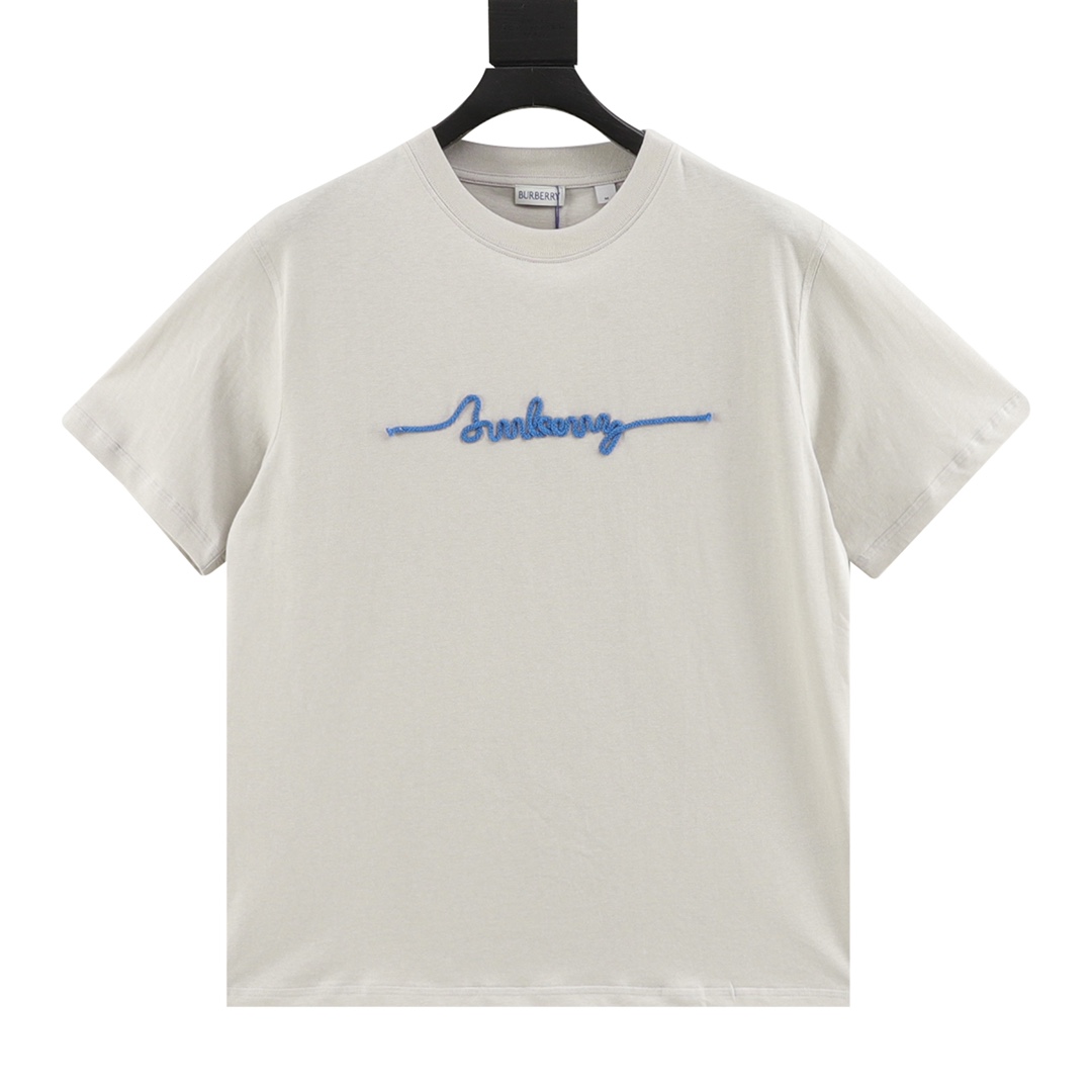 BURBERRY/Burberry cuerda de cáñamo trenzada logo letra cuello redondo manga corta. Original personalizado algodón 320g …