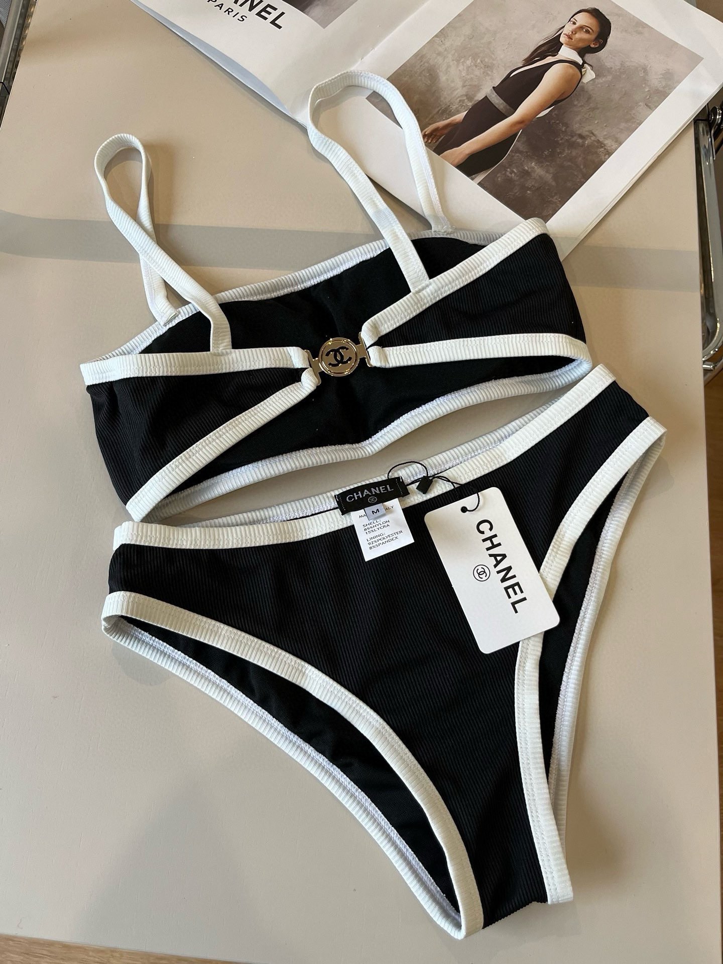 。

Chanel香奈儿中古针织比基尼👙，分体泳衣，S M L XL