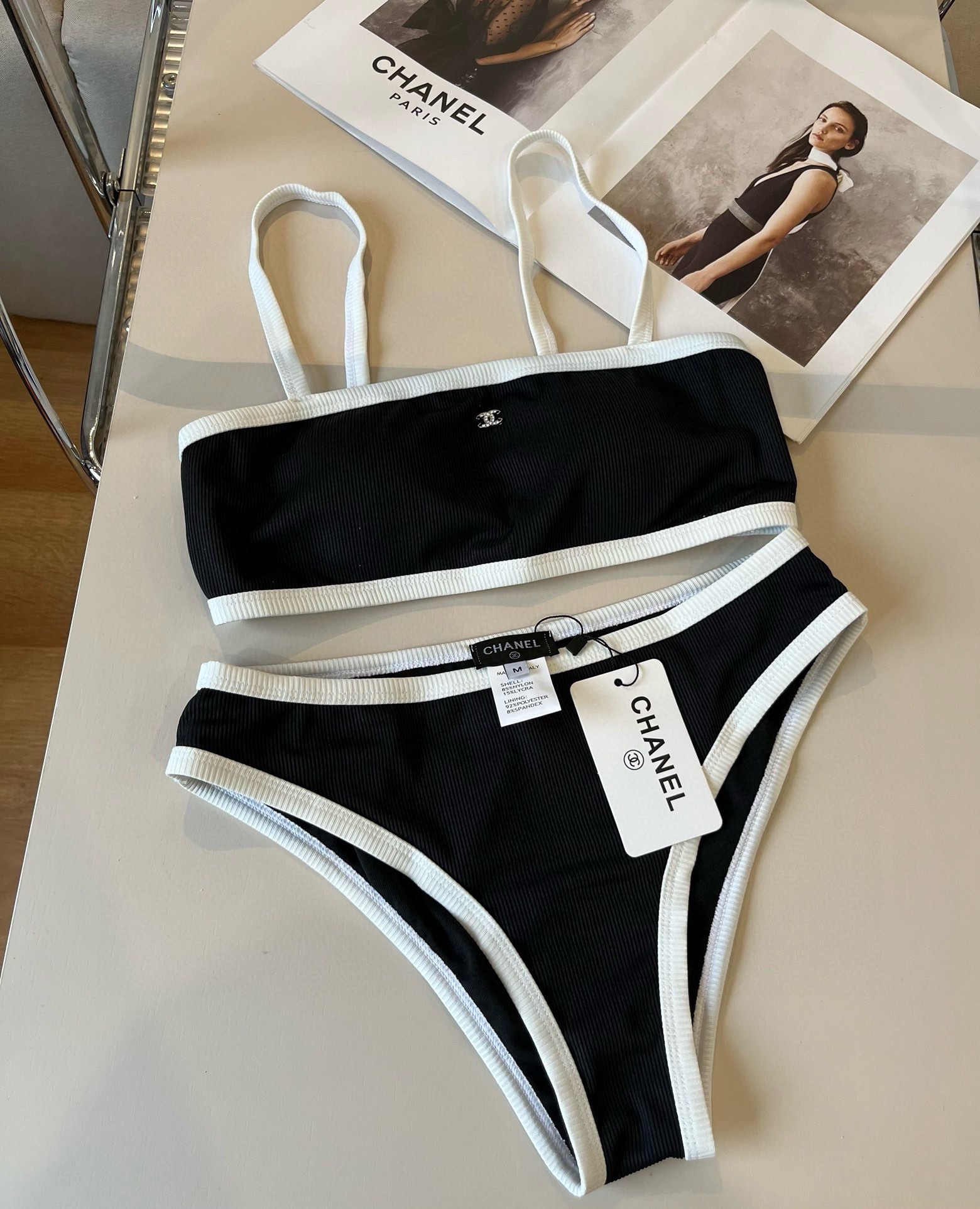 。

Chanel香奈儿中古针织比基尼👙，分体泳衣，S M L XL