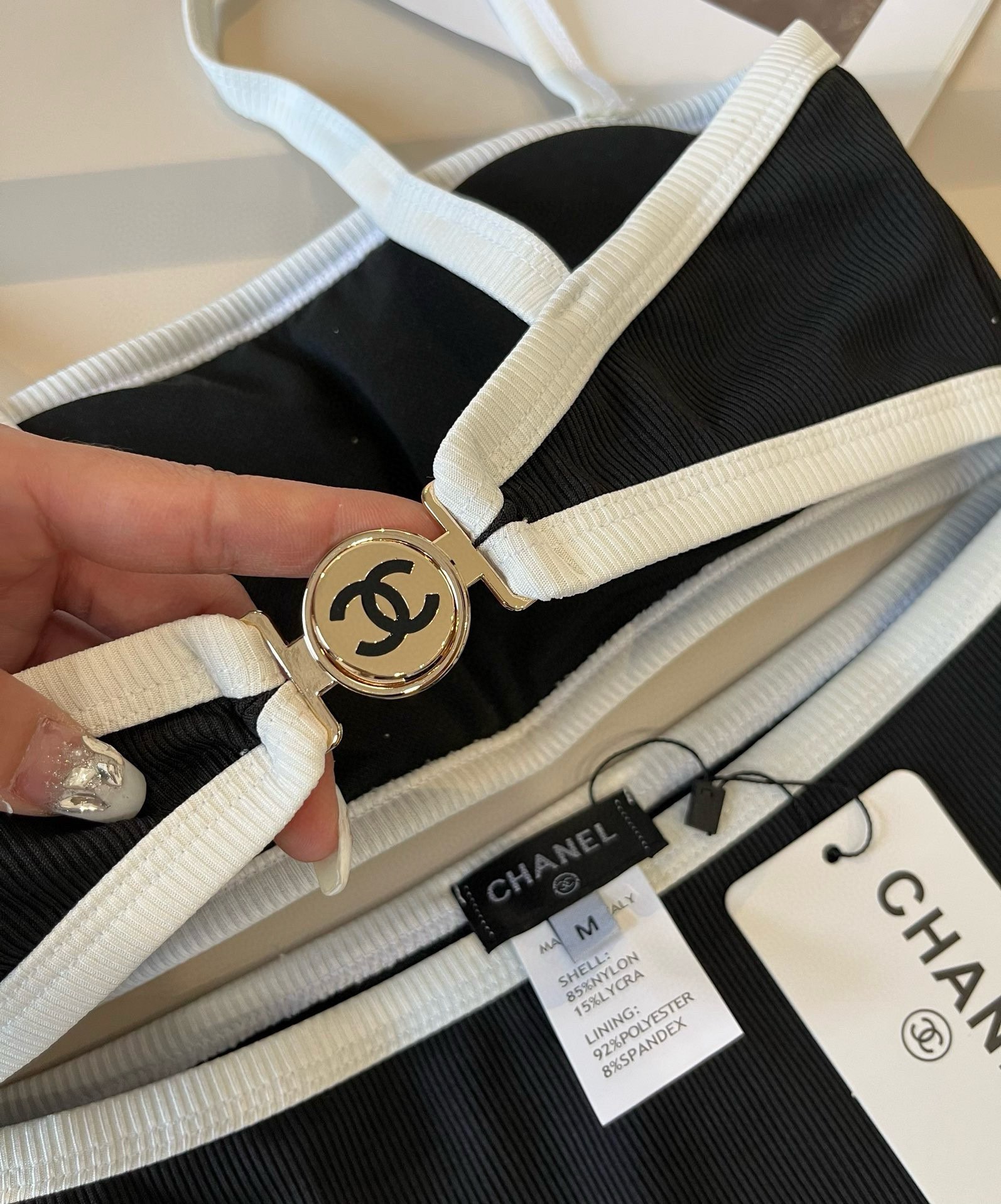 。

Chanel香奈儿中古针织比基尼👙，分体泳衣，S M L XL
