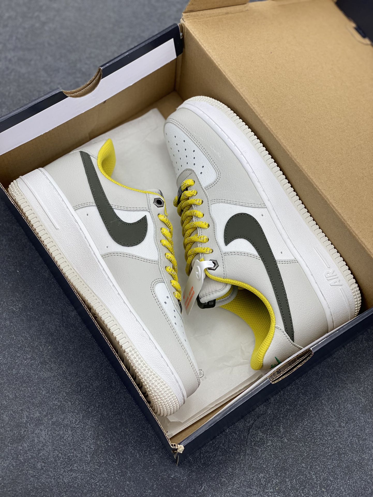 图片[9]-福利特价 NK Air Force 1 空军一号 米黄绿 原楦头原纸板 打造纯正空军版型#专注外贸渠道 全掌内置蜂窝气垫 #原盒配件 原厂中底钢印、拉帮完美 货号：FV3628-031 尺码：36 36.5 37.5 38 38.5 39 40 40.5 41 42 42.5 43 44 44.5 45-选品中心