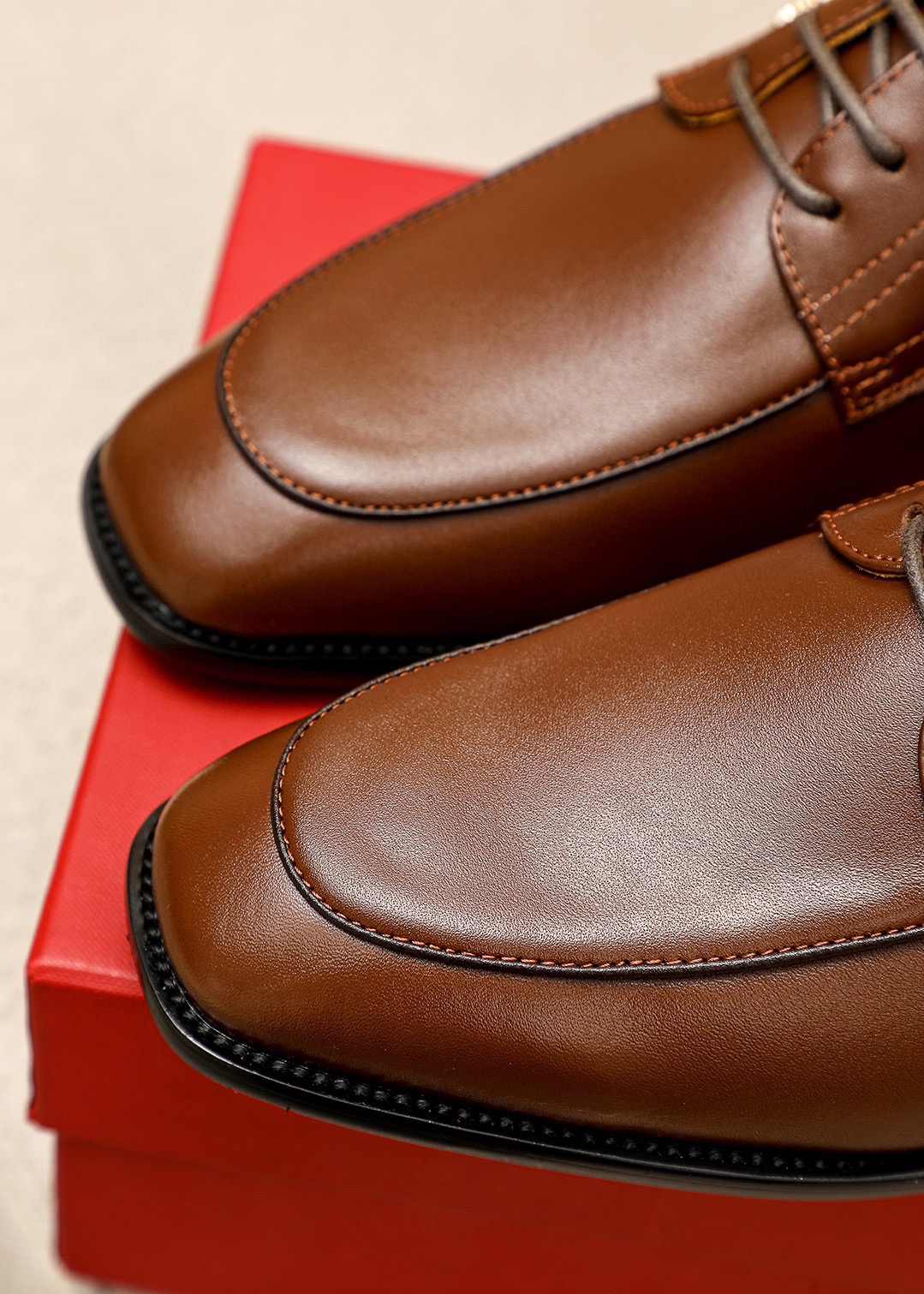 Salvatore Ferragamo Men's Brown Leather Lace-Up Dress Shoes, Sizes 38-44 7 i1743993665 1102 5
