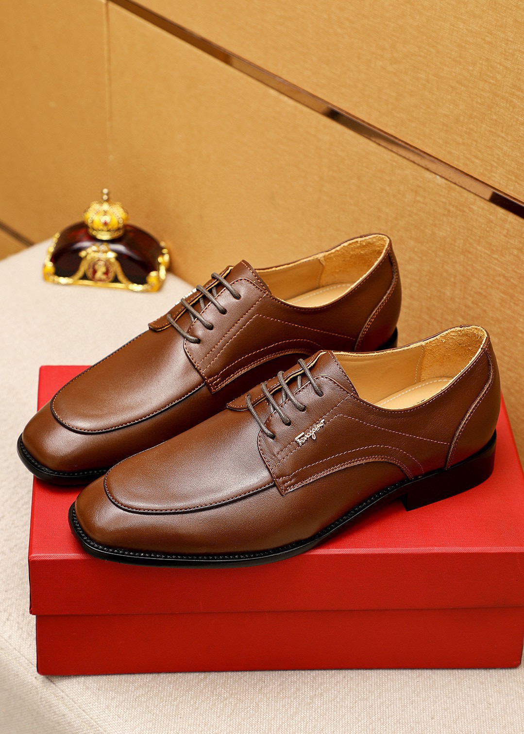Salvatore Ferragamo Men's Brown Leather Lace-Up Dress Shoes, Sizes 38-44 4 i1743993665 676 2