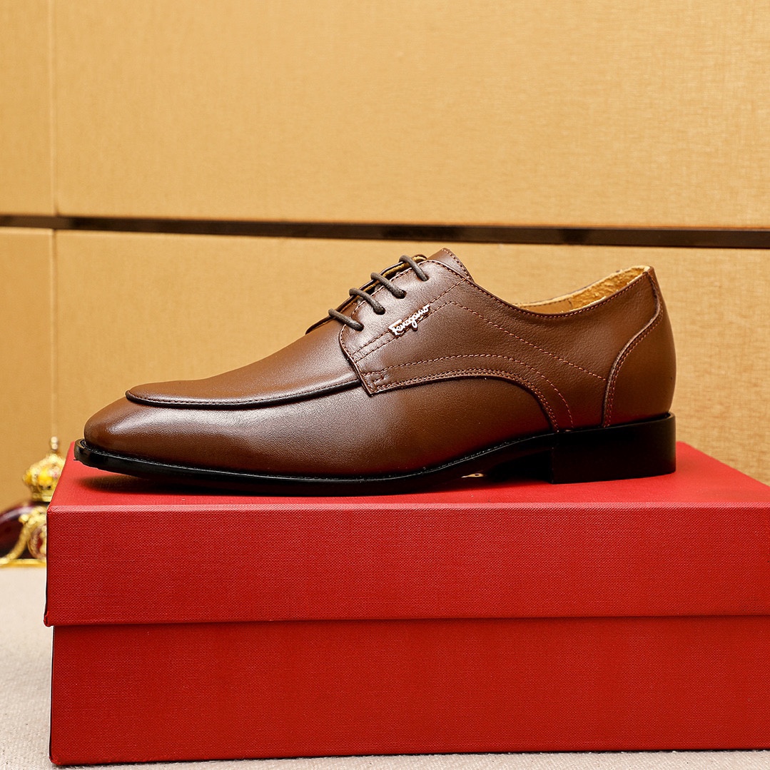 Salvatore Ferragamo Men's Brown Leather Lace-Up Dress Shoes, Sizes 38-44 6 i1743993665 6894 4
