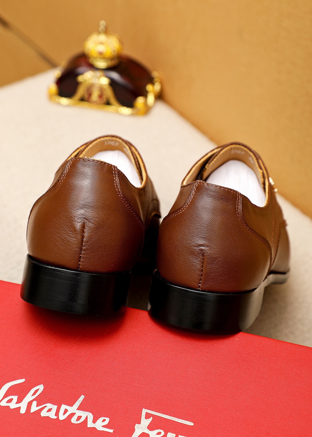 Salvatore Ferragamo Men's Brown Leather Lace-Up Dress Shoes, Sizes 38-44 9 i1743993665 8115 7