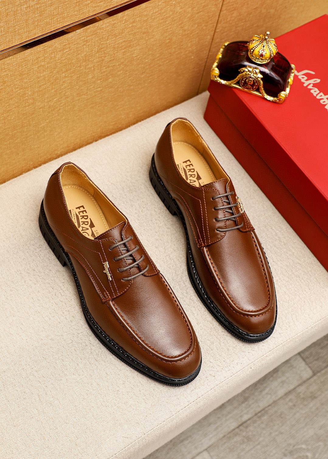 Salvatore Ferragamo Men's Leather Oxford Shoes with Buckle Detail 1 Salvatore Ferragamo Men's Leather Oxford Shoes with Buckle Detail