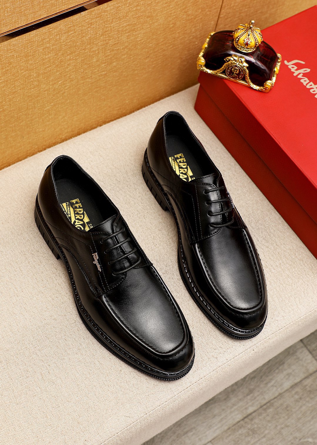 Salvatore Ferragamo Men's Black Leather Lace-up Dress Shoes (Sizes 38-44) 2 i1743993744 3394 0