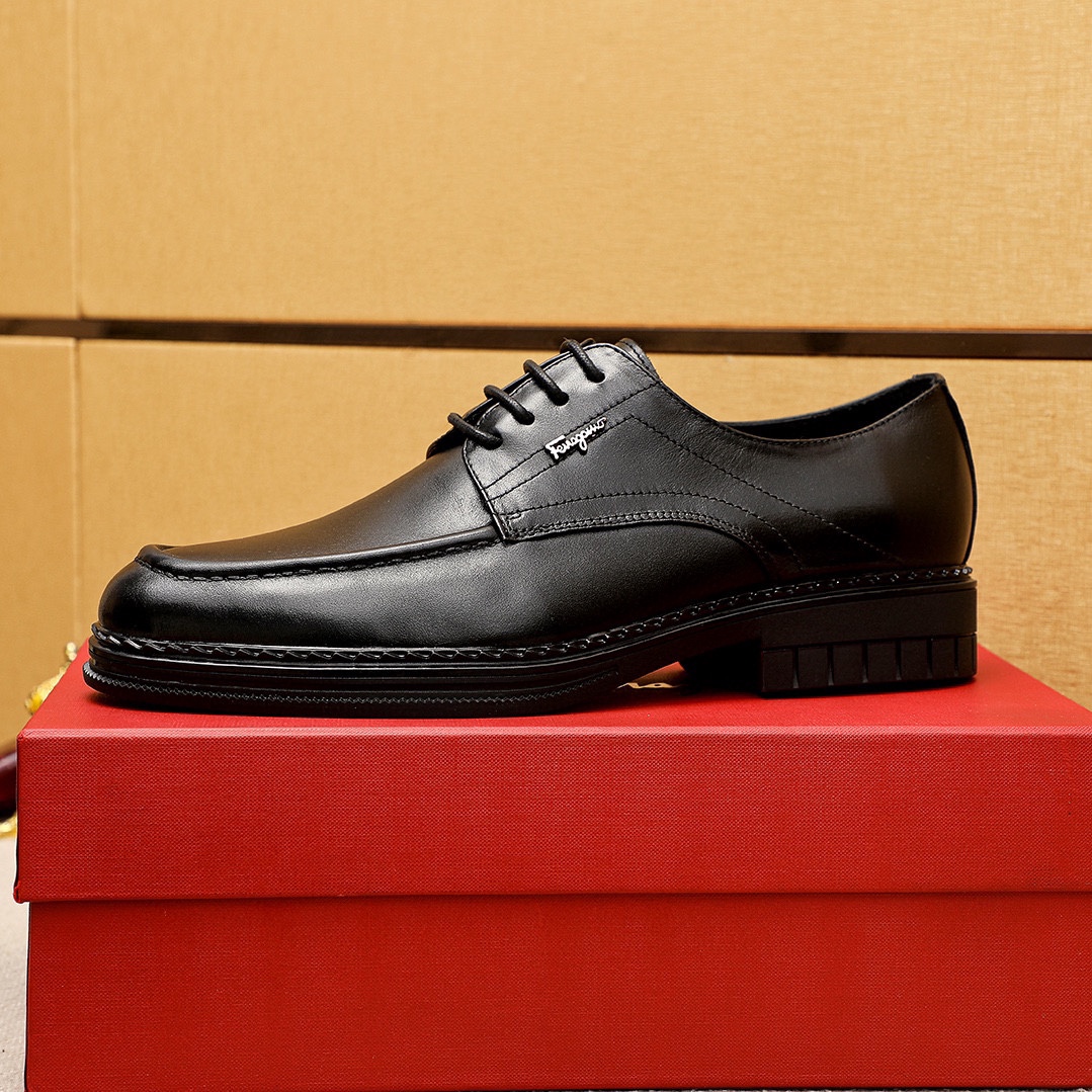 Salvatore Ferragamo Men's Black Leather Lace-up Dress Shoes (Sizes 38-44) 6 i1743993744 8047 4