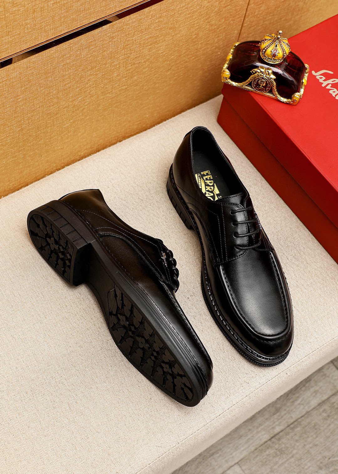 Salvatore Ferragamo Men's Black Leather Lace-up Dress Shoes (Sizes 38-44) 3 i1743993744 9210 1