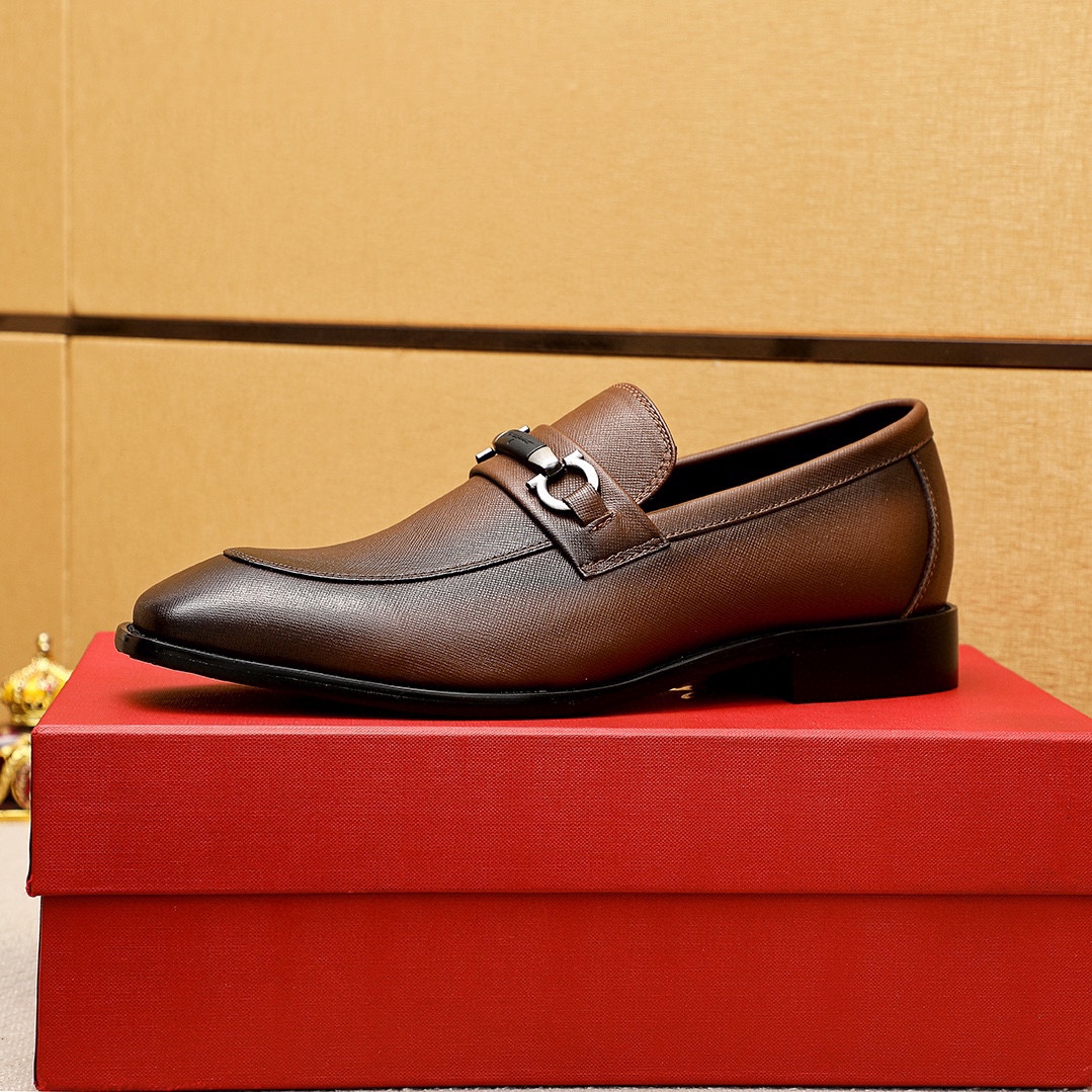 Salvatore Ferragamo Men's Brown Leather Loafers with Classic Hardware Buckle 7 i1743993853 8842 5