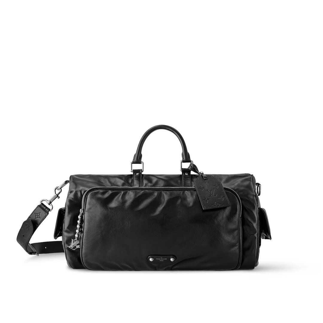 NO:621145,【KEEALL CARGO BANDOULIRE 50 travel bag) m13992 top layer black leather,19860909【KEEALL CARGO BANDOULIRE 50 旅行袋） m13992 头层黑皮,,Bag