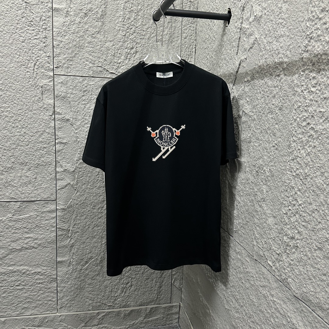 Moncle* Montclair* Nuevo 2025 primavera/verano, estampado clásico de letras, tela de algodón puro personalizada de dobl…