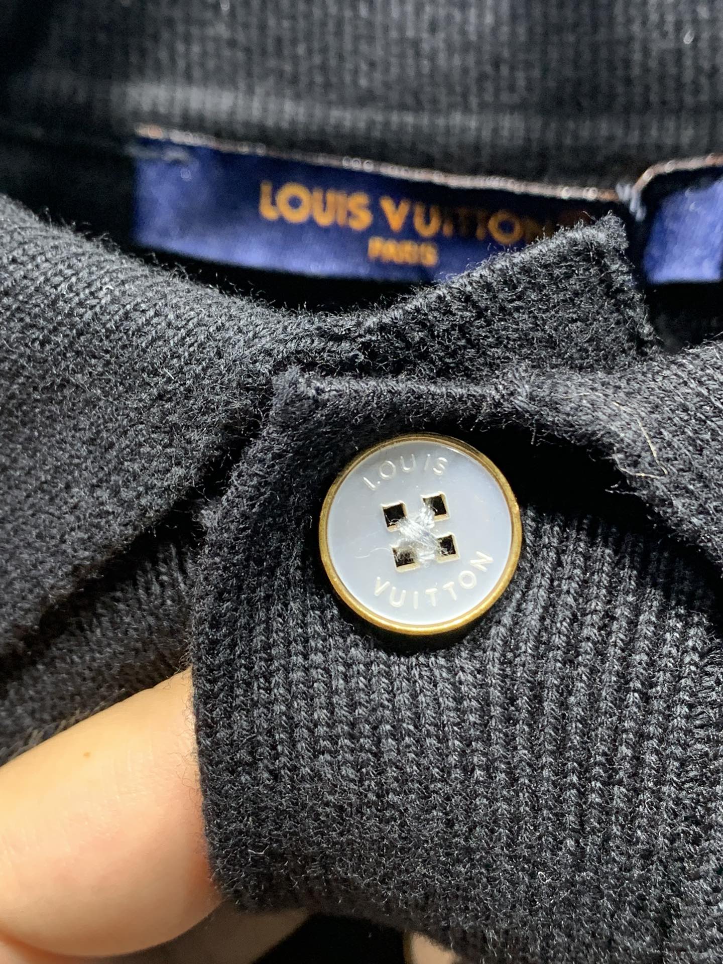 Louis Vuitton Men's Monogram Jacquard Knit Button-Down Shirt, Black 4 i1744005153 1733 2