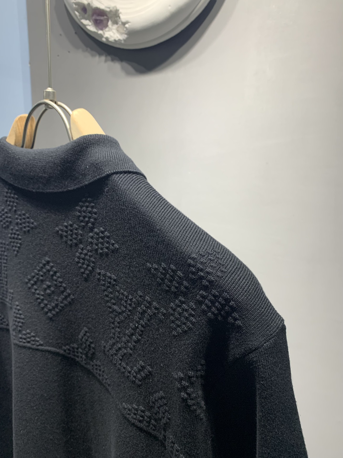 Louis Vuitton Men's Monogram Jacquard Knit Button-Down Shirt, Black 5 i1744005153 7659 3