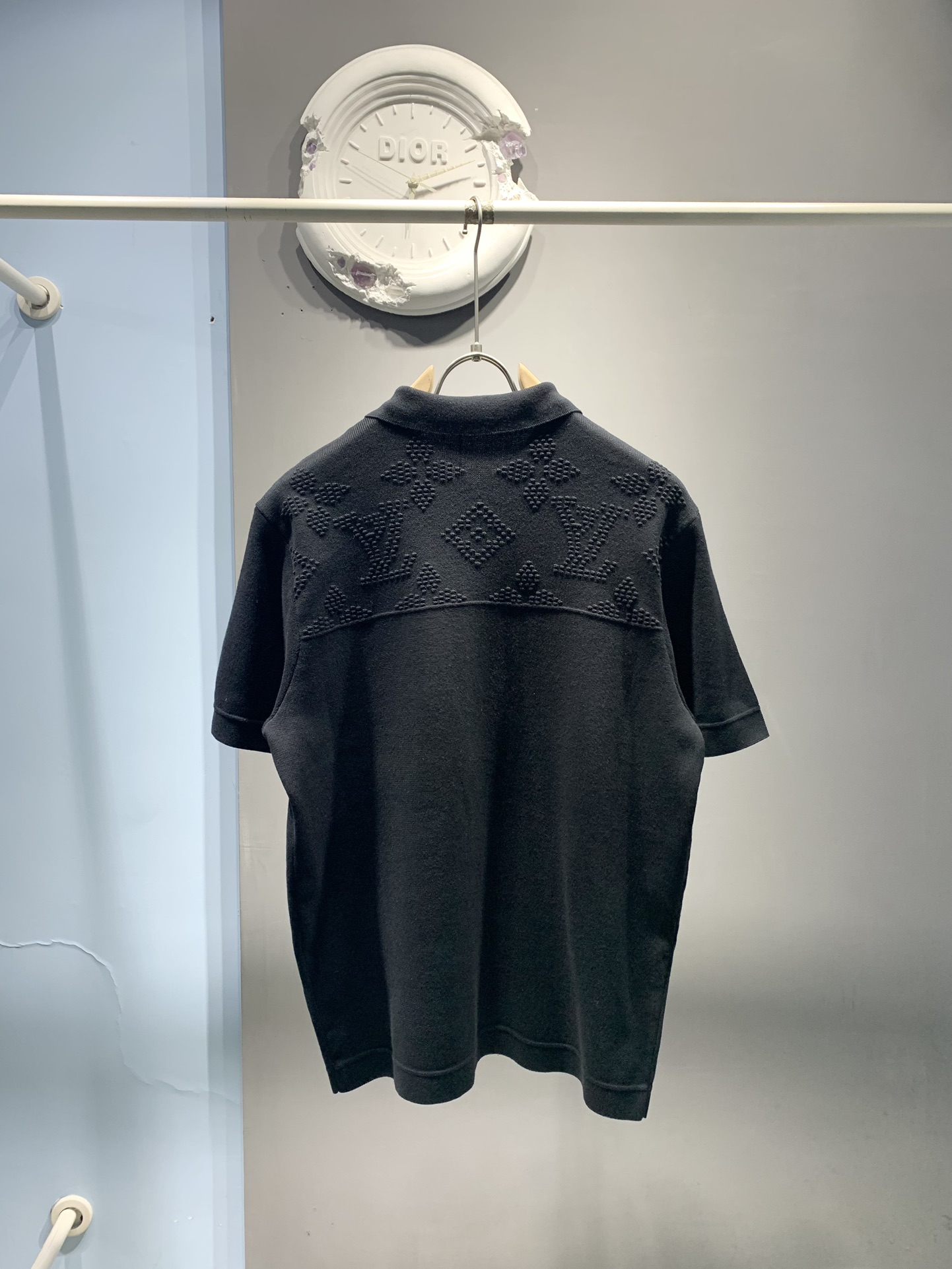 Louis Vuitton Men's Monogram Jacquard Knit Button-Down Shirt, Black 9 i1744005153 9270 7