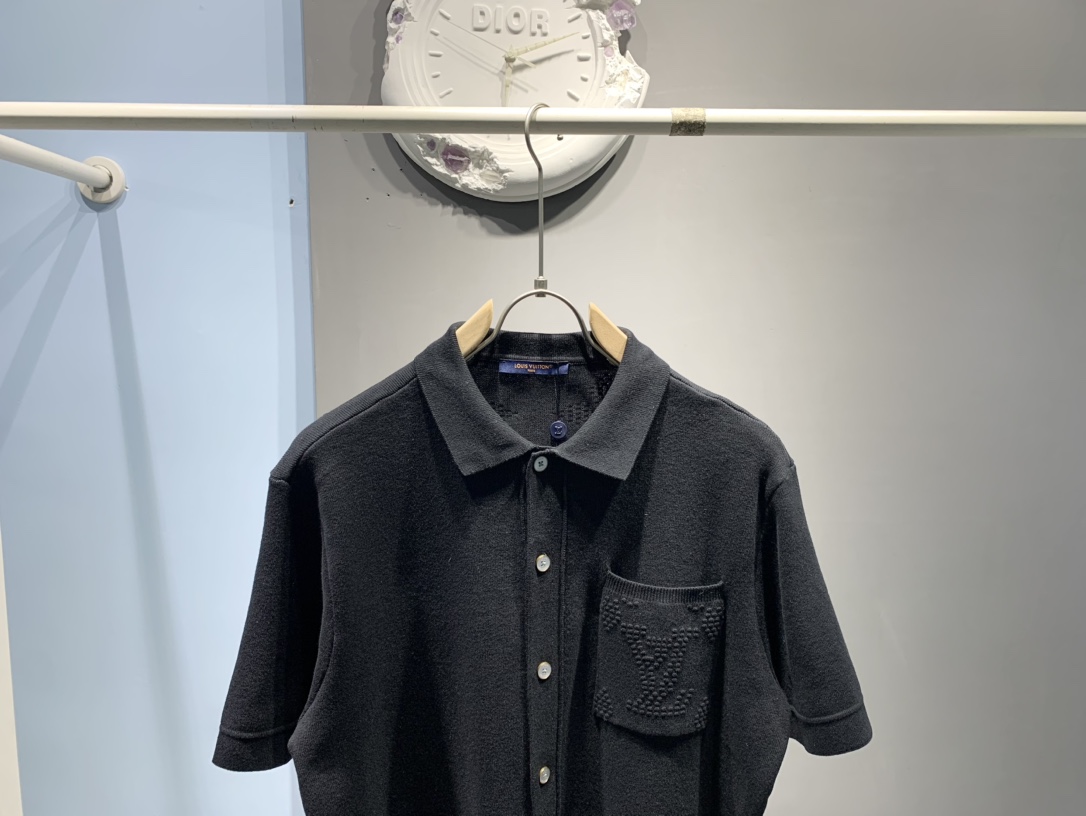 Louis Vuitton Men's Monogram Jacquard Knit Button-Down Shirt, Black 3 i1744005153 9570 1