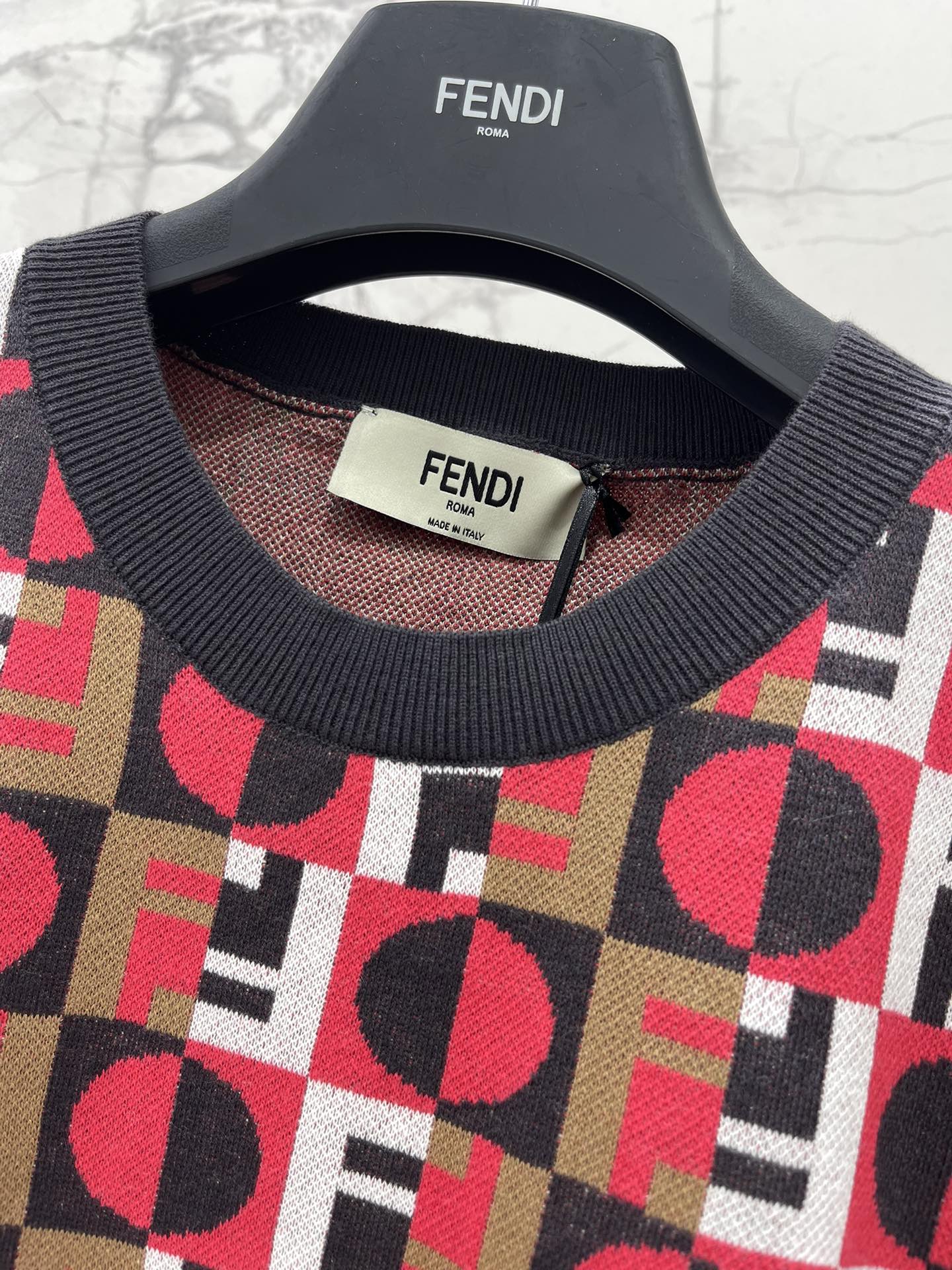 FENDI Striped Colorblock Crewneck Knitted Short Sleeve Top - Classic Design 4 i1744017757 638 2