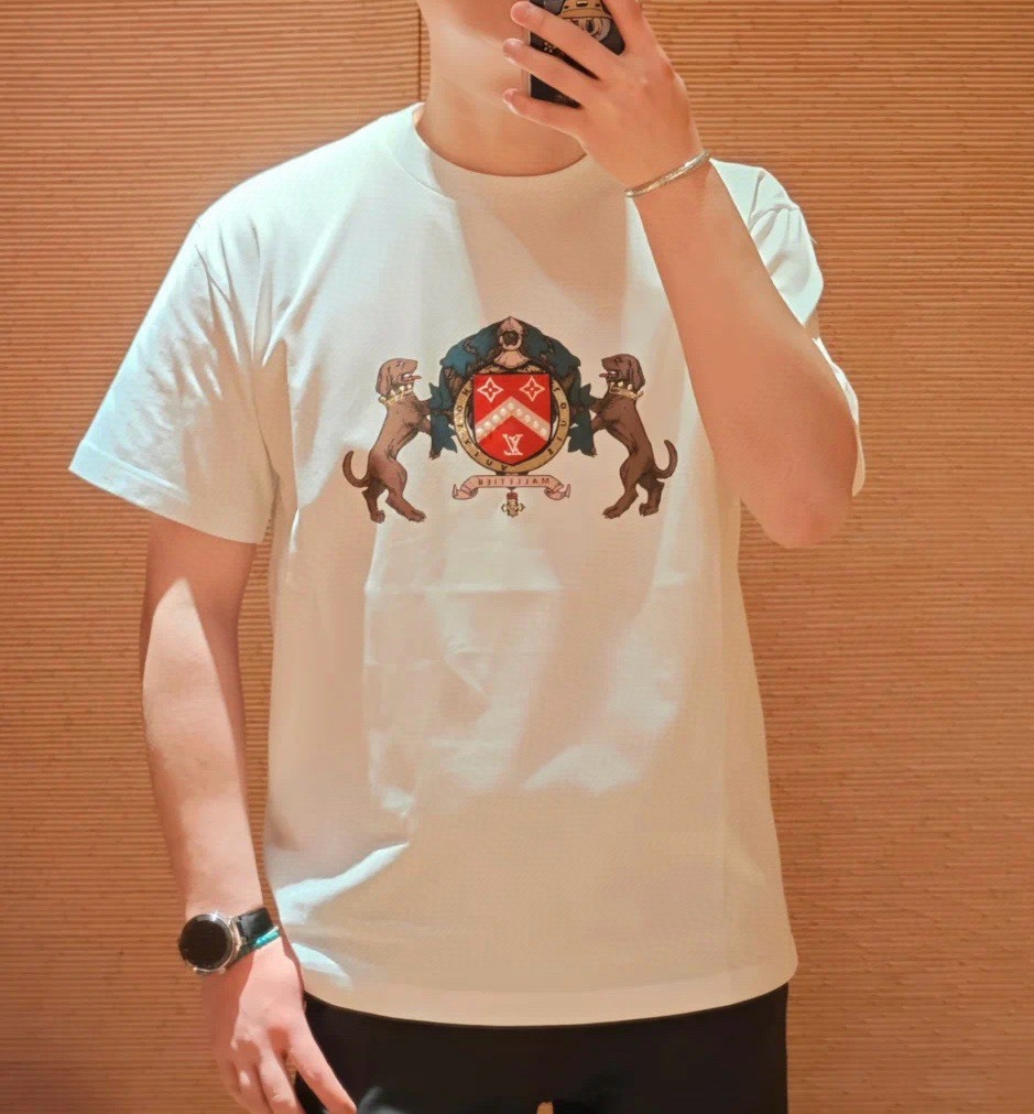 Louis Vuitton/路易威登 双狗徽标短袖 上身效果#