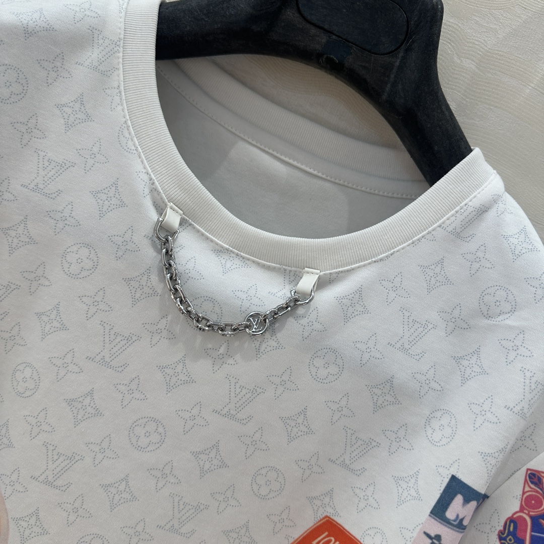 独家首发❤️原单品质💕lou神仙颜值的彩虹假日🌈系列经典MONOGRAM暗纹logo定位海报徽章印花短袖