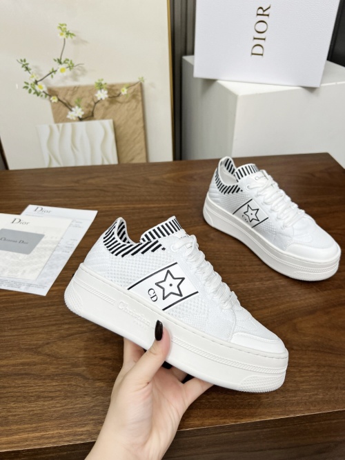 Dior Star White Mesh Sneakers with CD Logo & Star Detail, Thick Sole 1 Dior Star White Mesh Sneakers with CD Logo & Star Detail, Thick Sole