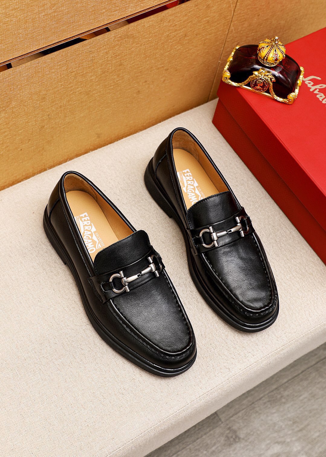 Salvatore Ferragamo Men's Black Leather Loafers with Classic Hardware 1 Salvatore Ferragamo Men's Black Leather Loafers with Classic Hardware