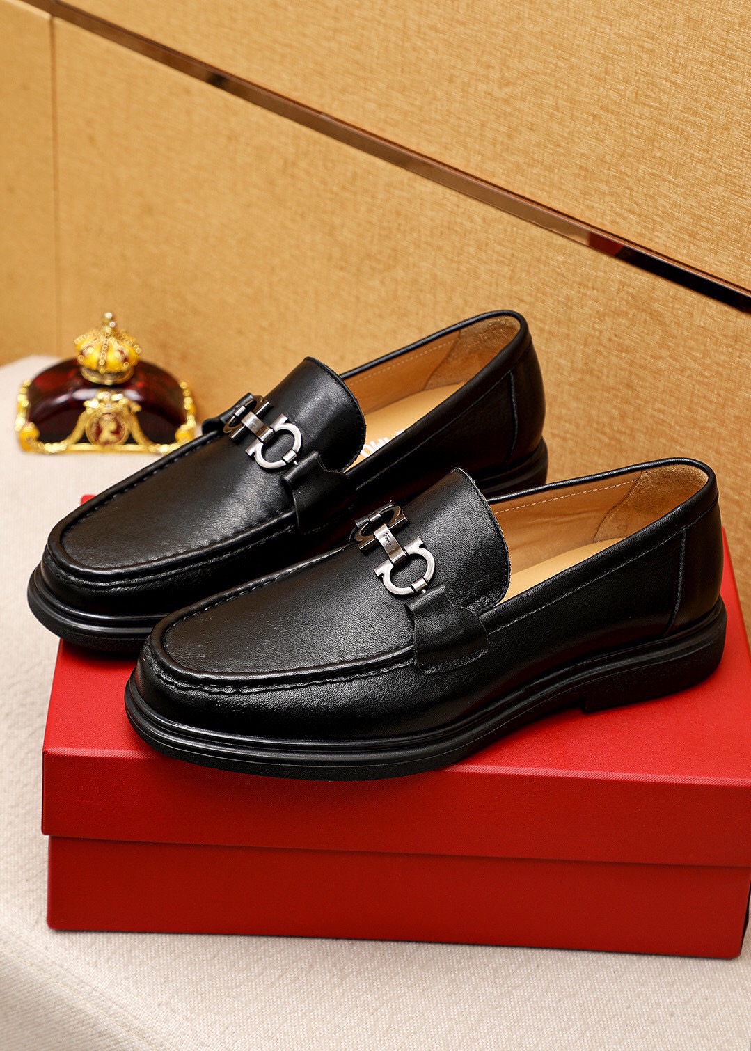 Salvatore Ferragamo Men's Black Leather Loafers with Buckle Detail, Sizes 38-44 3 i1744084017 378 1