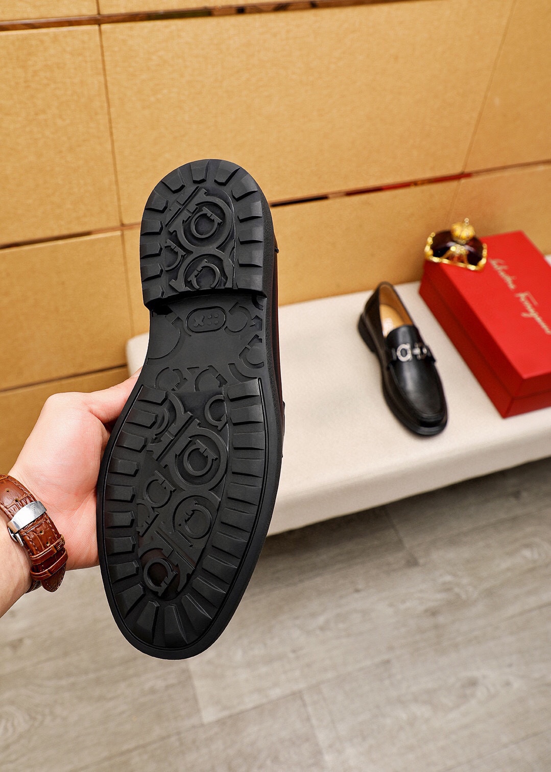 Salvatore Ferragamo Men's Black Leather Loafers with Buckle Detail, Sizes 38-44 10 i1744084017 4794 8