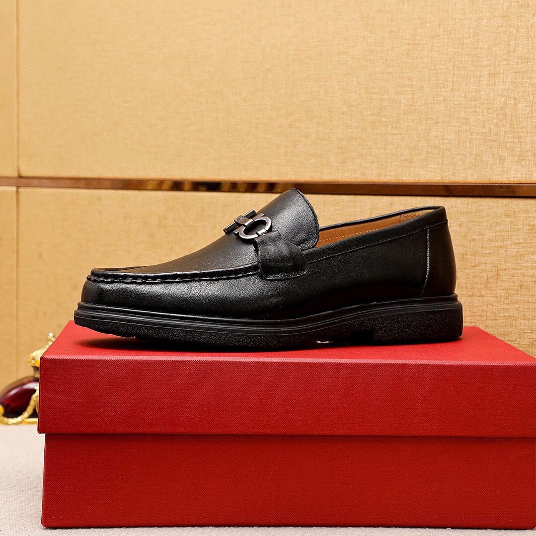 Salvatore Ferragamo Men's Black Leather Loafers with Buckle Detail, Sizes 38-44 5 i1744084017 8366 3