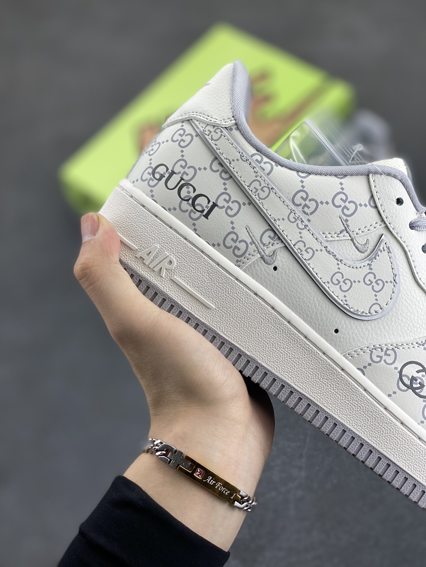 图片[6]-高端定制Nike Air Force 1 \’07 Low 古驰联名—白灰印花 高端定制 低帮休闲板鞋 定制鞋盒 大厂纯原品质出货 超高清洁度 皮料切割干净无任何毛边 细节完美 货号：KY8899-106 尺码：36 36.5 37.5 38 38.5 39 40 40.5 41 42 42.5 43 44 44.5 45-选品中心
