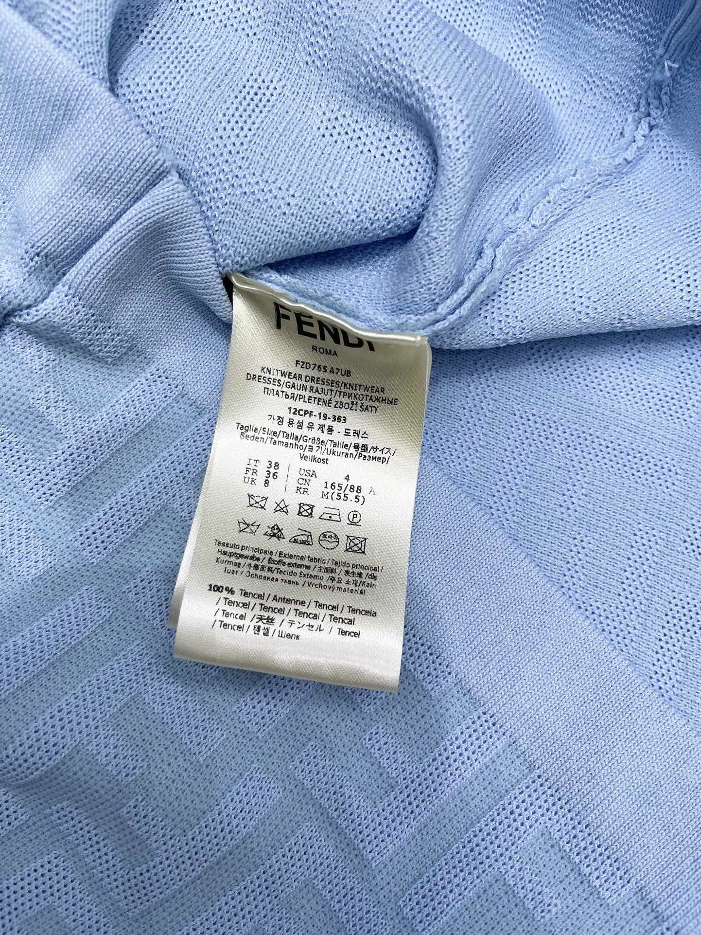 Fendi FF Logo Jacquard Knit Top, Slim Fit Short Sleeve T-Shirt - Sky Blue 9 i1744191150 6504 6