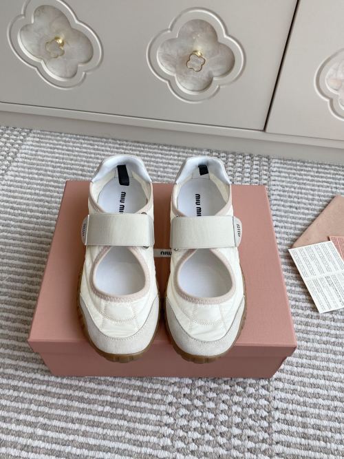 Miu Miu Women's White Canvas Mary Jane Sneakers With Velcro Strap 1 Miu Miu Women's White Canvas Mary Jane Sneakers With Velcro Strap