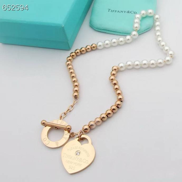 Tiffany & Co. Tiffany & Co 蒂芙尼手链缠绕式珍珠手链双层手链桃心项链 钛钢电镀18k金工艺 简约大方