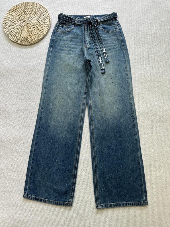 NO:331290,MIUMI* 2025 new summer style nail drill belt straight jeans design style high-end SML, miumiu, jeans, alexander wang19860909MIUMI* 2025 夏季新款 钉钻腰带直筒牛仔裤 设计款高版本 码数SML,,miumiu,jeans,alexander wang,Women's clothing