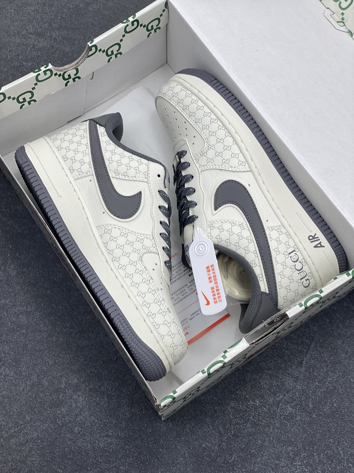 图片[9]-NIke Air Force 1 \’07 Low “古驰联名——经典灰花纹”空军一号 低帮 运动鞋 休闲鞋 折边针车 工艺难度大 原楦头原纸板 原装鞋盒 定制五金配件 内置全掌气垫 原厂鞋底 货号：CS5288-003 尺码：36 36.5 37.5 38 38.5 39 40 40.5 41 42 42.5 43 44 44.5 45-选品中心