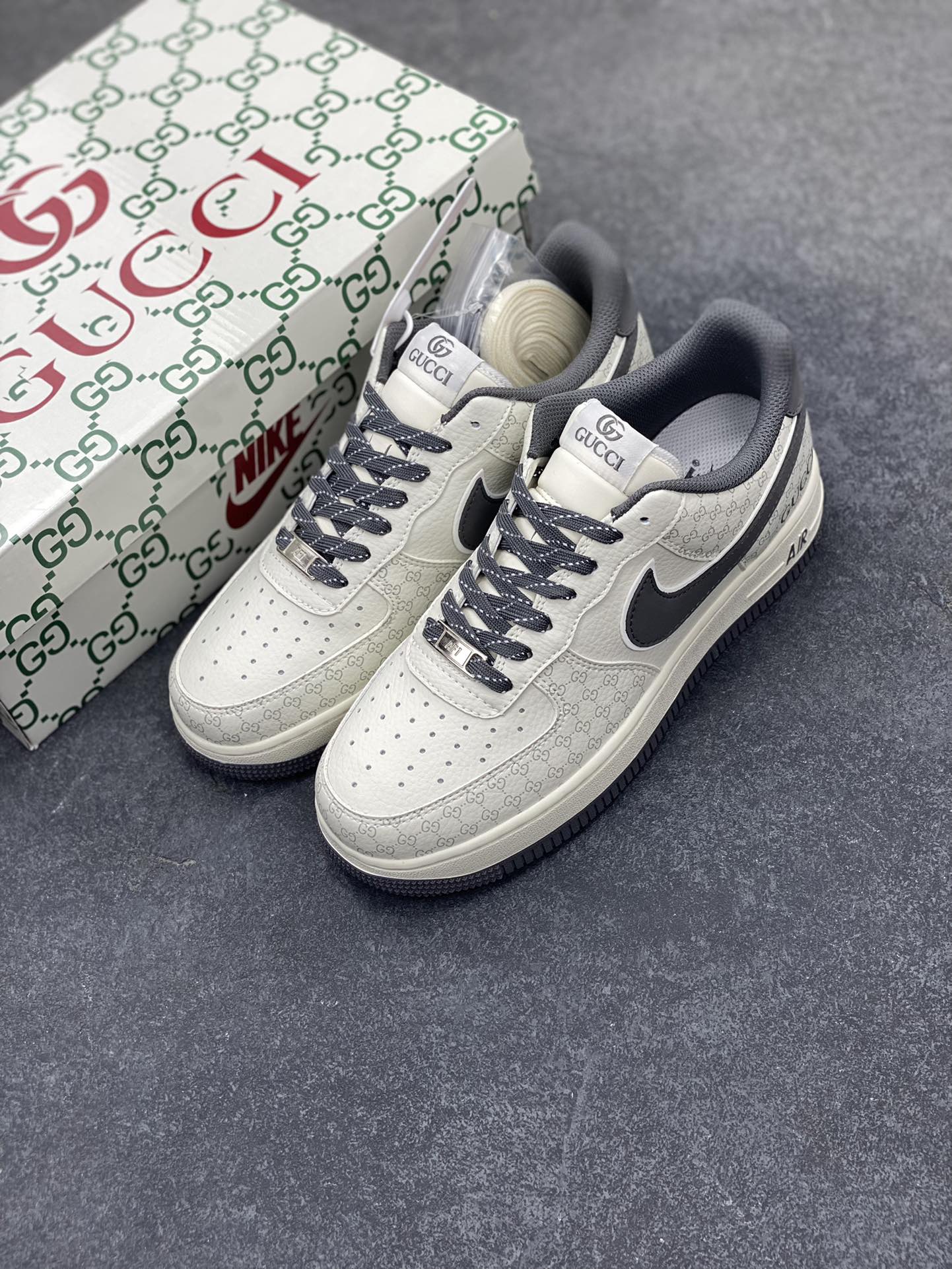 图片[8]-NIke Air Force 1 \’07 Low “古驰联名——经典灰花纹”空军一号 低帮 运动鞋 休闲鞋 折边针车 工艺难度大 原楦头原纸板 原装鞋盒 定制五金配件 内置全掌气垫 原厂鞋底 货号：CS5288-003 尺码：36 36.5 37.5 38 38.5 39 40 40.5 41 42 42.5 43 44 44.5 45-选品中心
