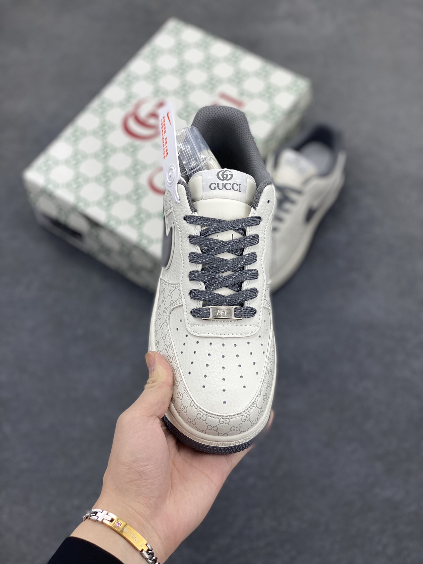 图片[2]-NIke Air Force 1 \’07 Low “古驰联名——经典灰花纹”空军一号 低帮 运动鞋 休闲鞋 折边针车 工艺难度大 原楦头原纸板 原装鞋盒 定制五金配件 内置全掌气垫 原厂鞋底 货号：CS5288-003 尺码：36 36.5 37.5 38 38.5 39 40 40.5 41 42 42.5 43 44 44.5 45-选品中心