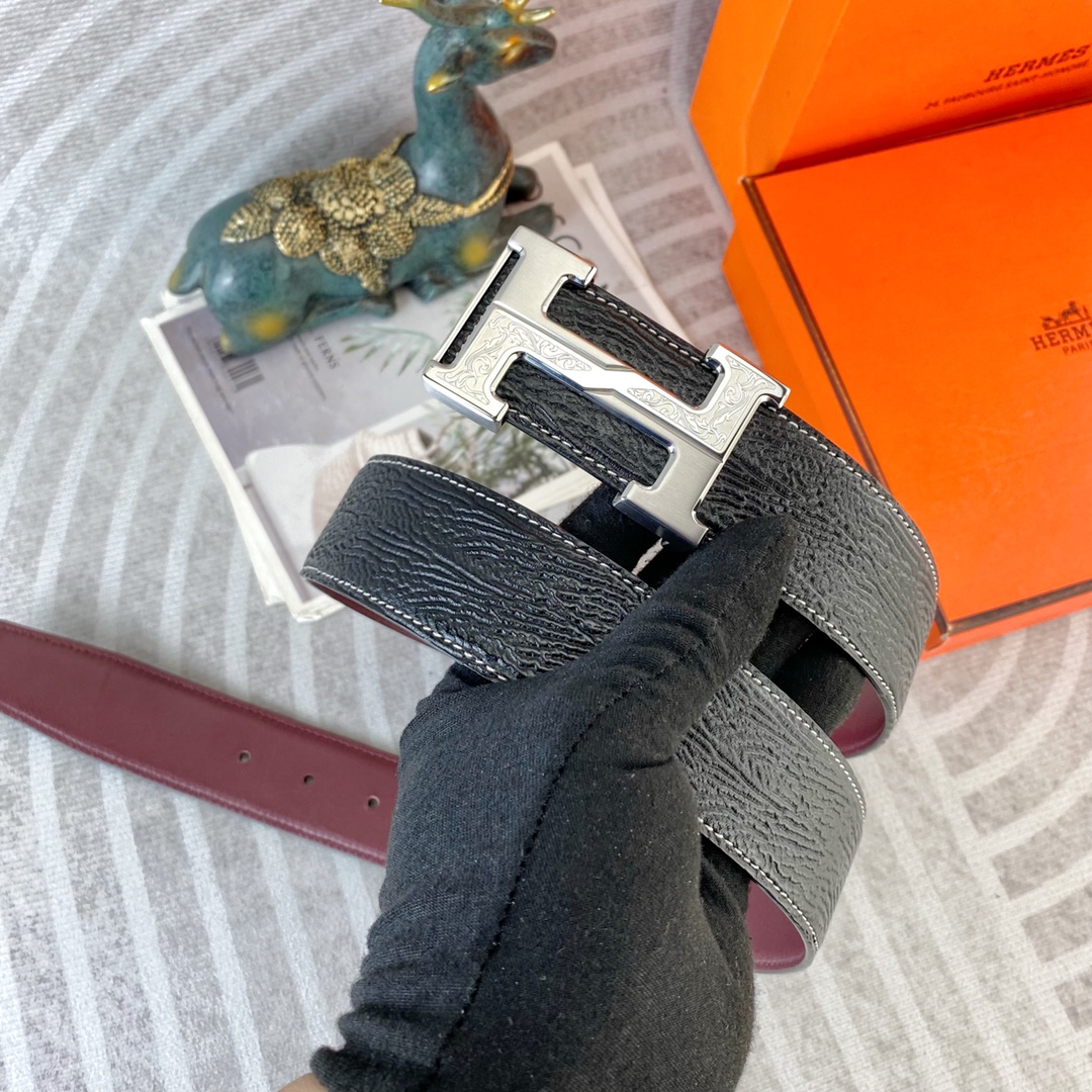 爱马仕💕 特种皮腰带系列 ，原厂五金精品不锈钢扣，手感柔软舒适 宽3.8CM。