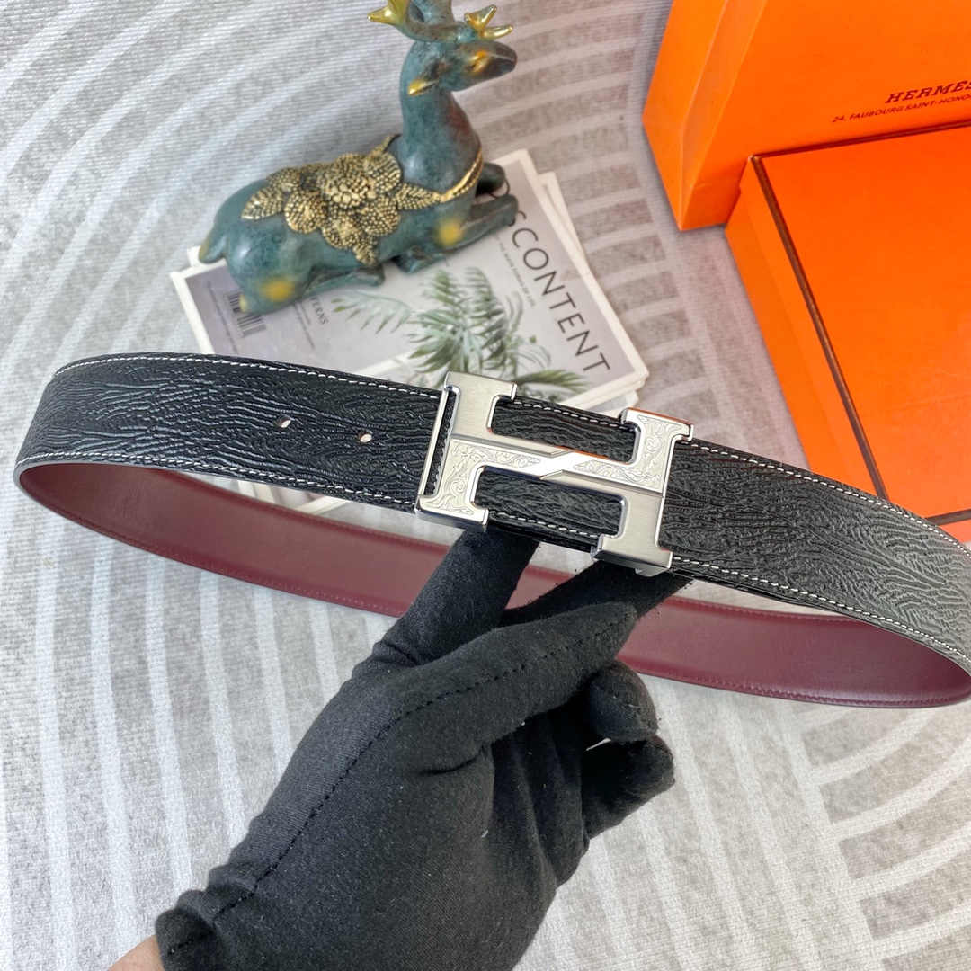 爱马仕💕 特种皮腰带系列 ，原厂五金精品不锈钢扣，手感柔软舒适 宽3.8CM。