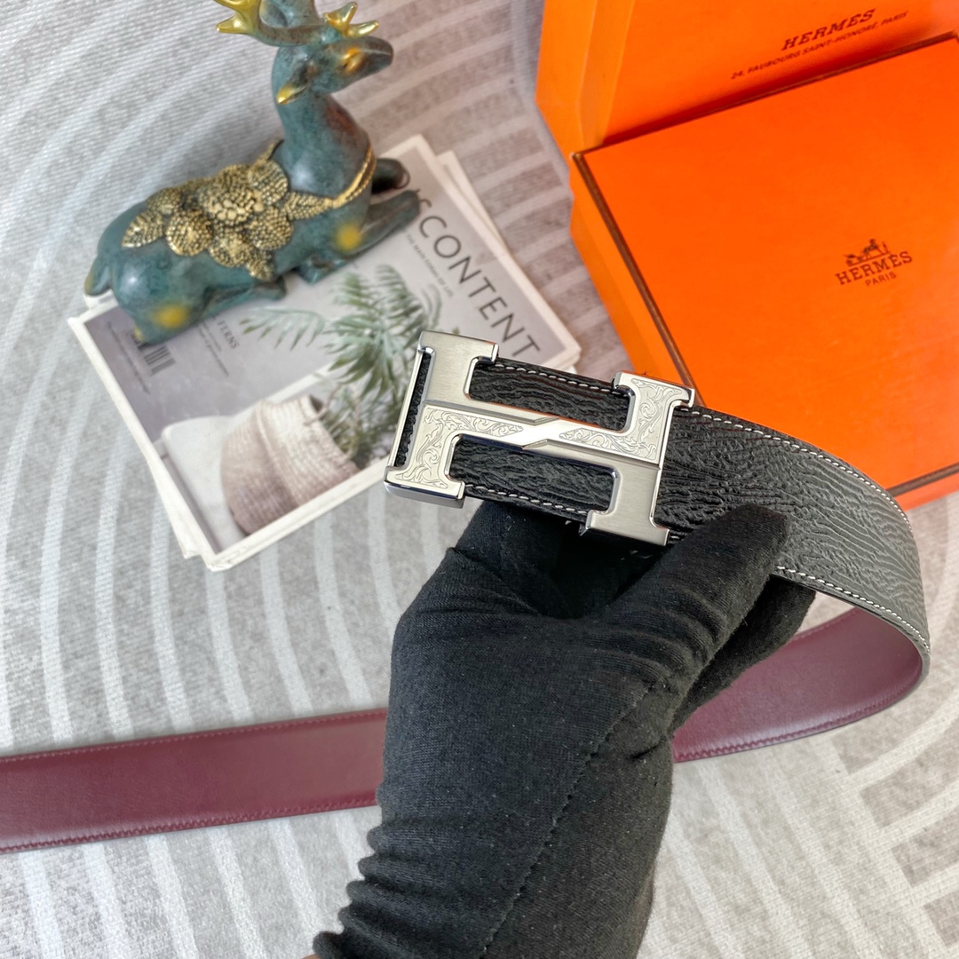 爱马仕💕 特种皮腰带系列 ，原厂五金精品不锈钢扣，手感柔软舒适 宽3.8CM。