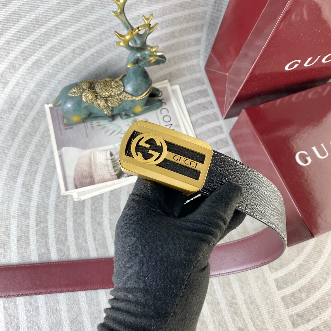 古奇💕 特种皮腰带系列 ，原厂五金精品不锈钢扣，手感柔软舒适 宽3.8CM。