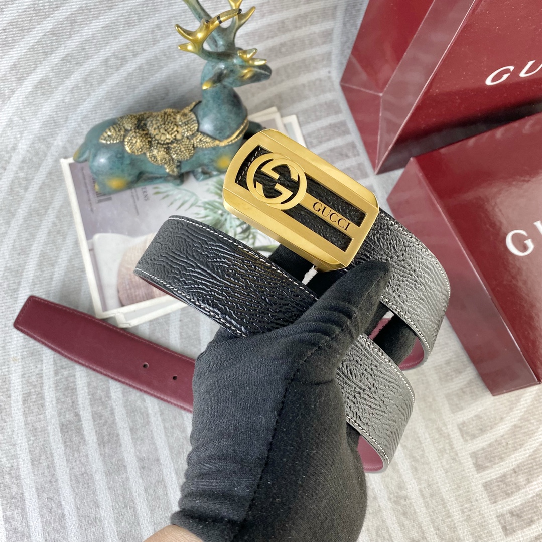古奇💕 特种皮腰带系列 ，原厂五金精品不锈钢扣，手感柔软舒适 宽3.8CM。