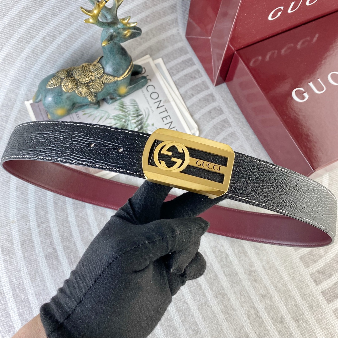古奇💕 特种皮腰带系列 ，原厂五金精品不锈钢扣，手感柔软舒适 宽3.8CM。