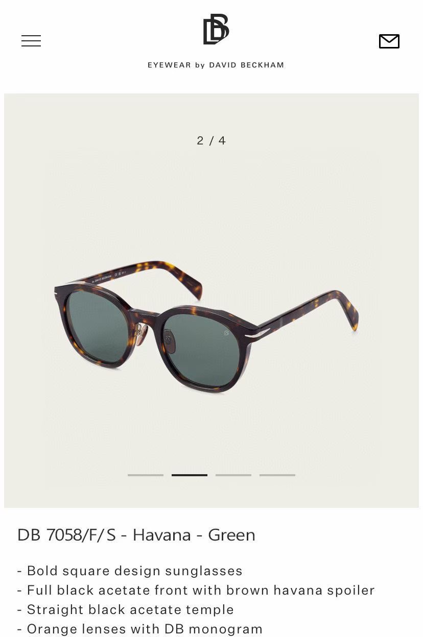  ‼️ 官网图 David Beckham
MODEL：DB7058/F/S
Size：52口23 14