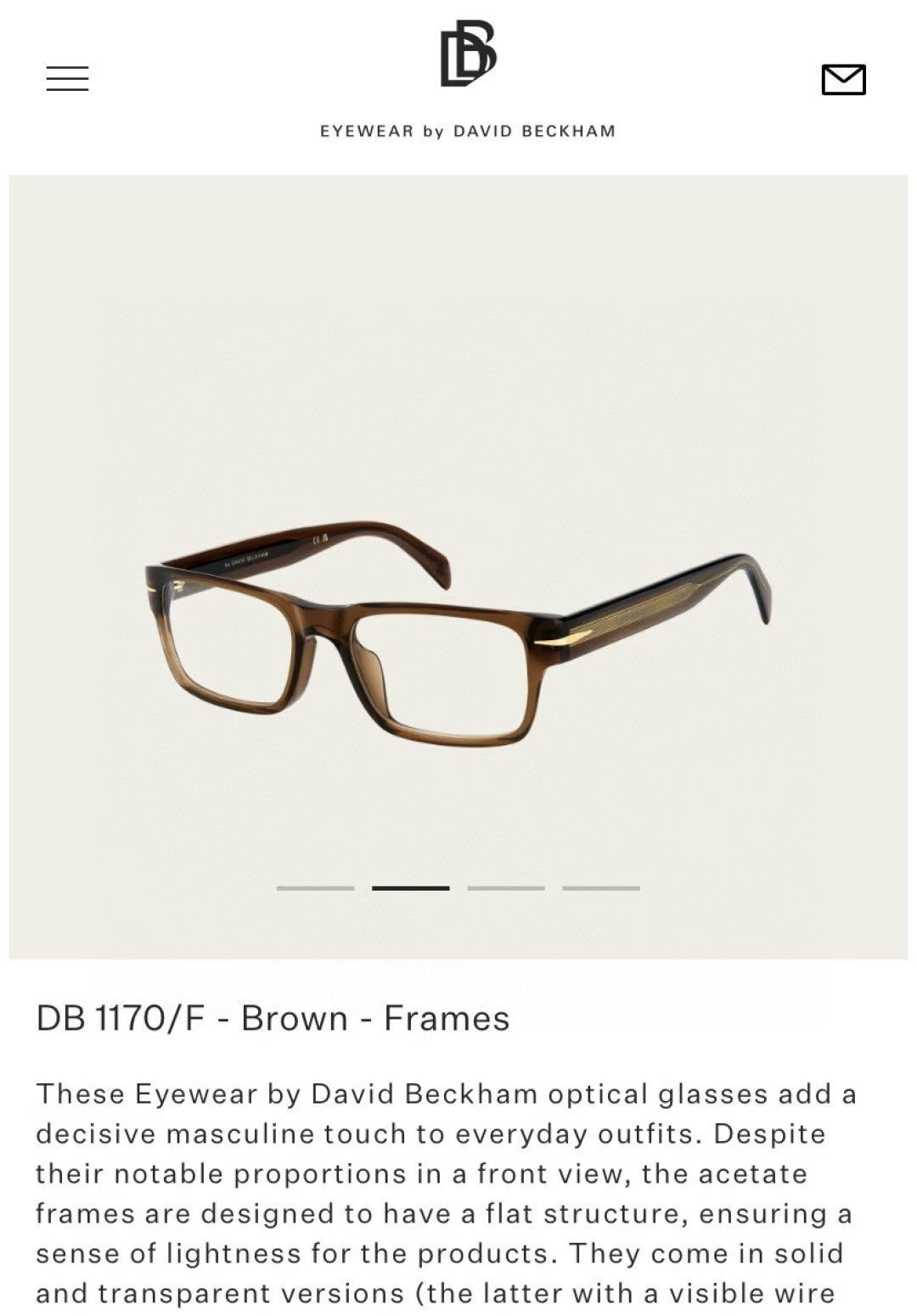  ‼️ 官网图 David Beckham
Model：DB1170/F
SIZE53-18-145