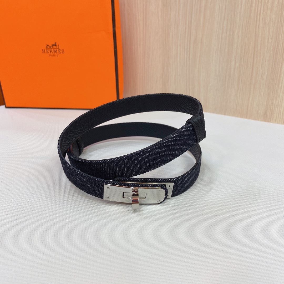 HERMES Kelly 18mm腰帶 腰封 精钢五金 搭配牛仔布