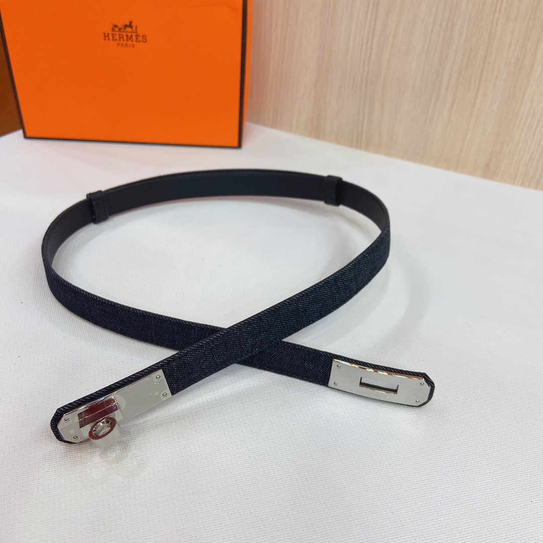 HERMES Kelly 18mm腰帶 腰封 精钢五金 搭配牛仔布
