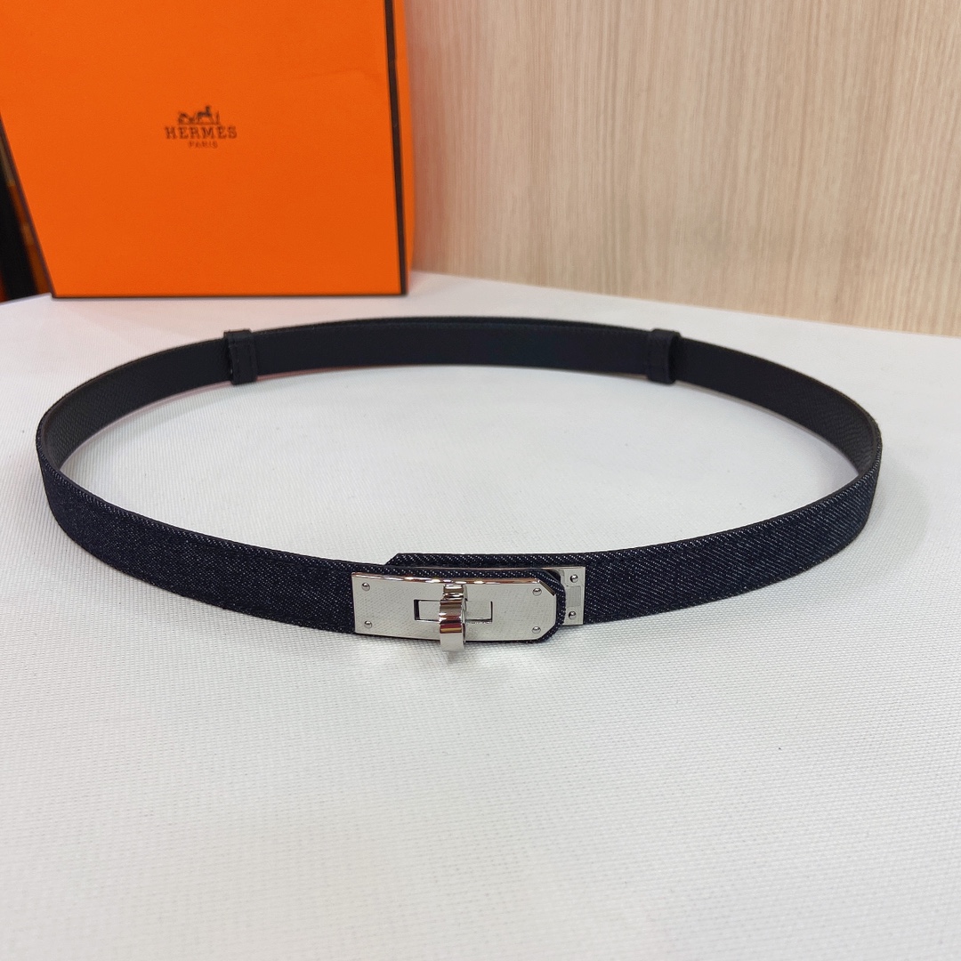 HERMES Kelly 18mm腰帶 腰封 精钢五金 搭配牛仔布