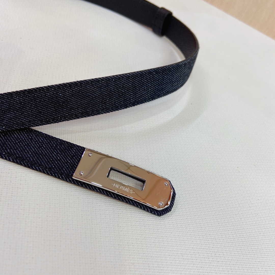 HERMES Kelly 18mm腰帶 腰封 精钢五金 搭配牛仔布