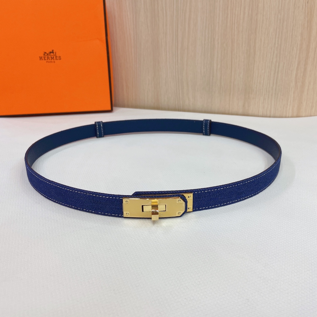 HERMES Kelly 18mm腰帶精钢五金 搭配牛仔布